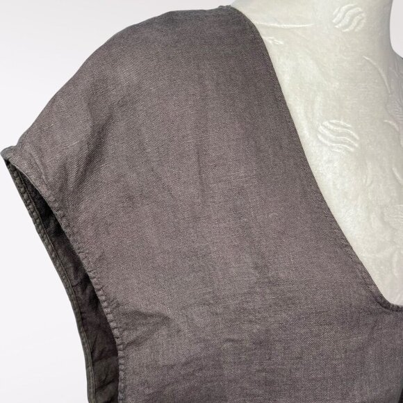 Zara Brown Linen Blend Raw Hem Tank Top Large - Picture 3 of 7